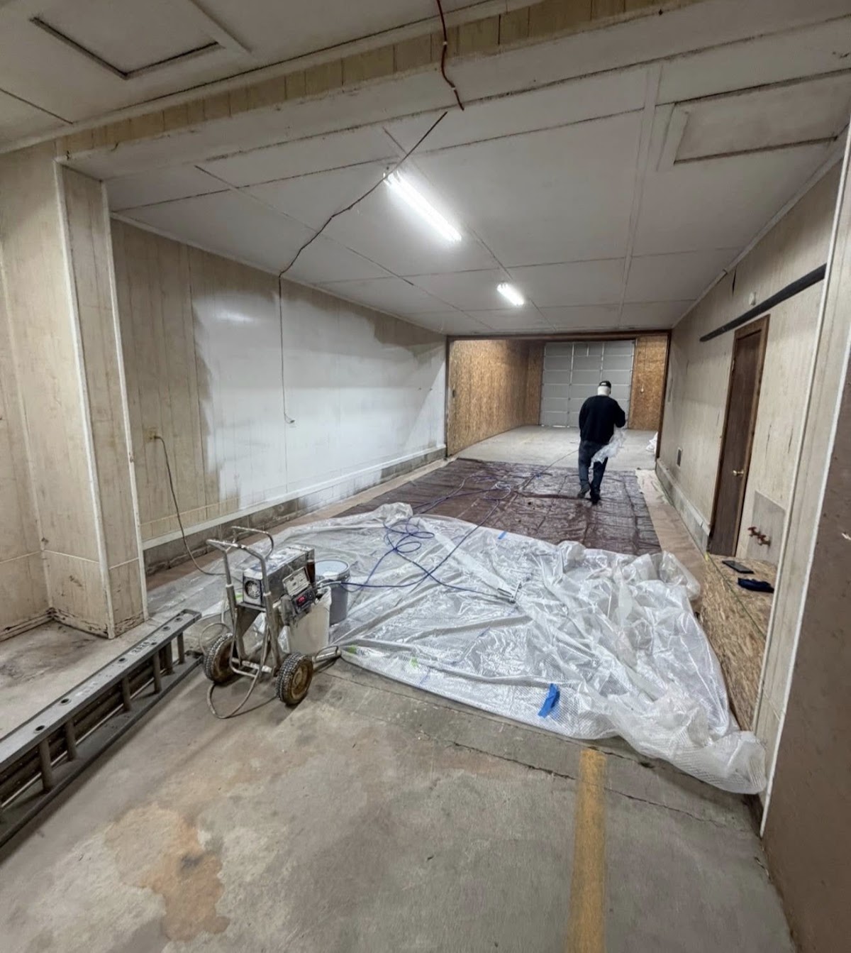 Commercial interior sprayed white