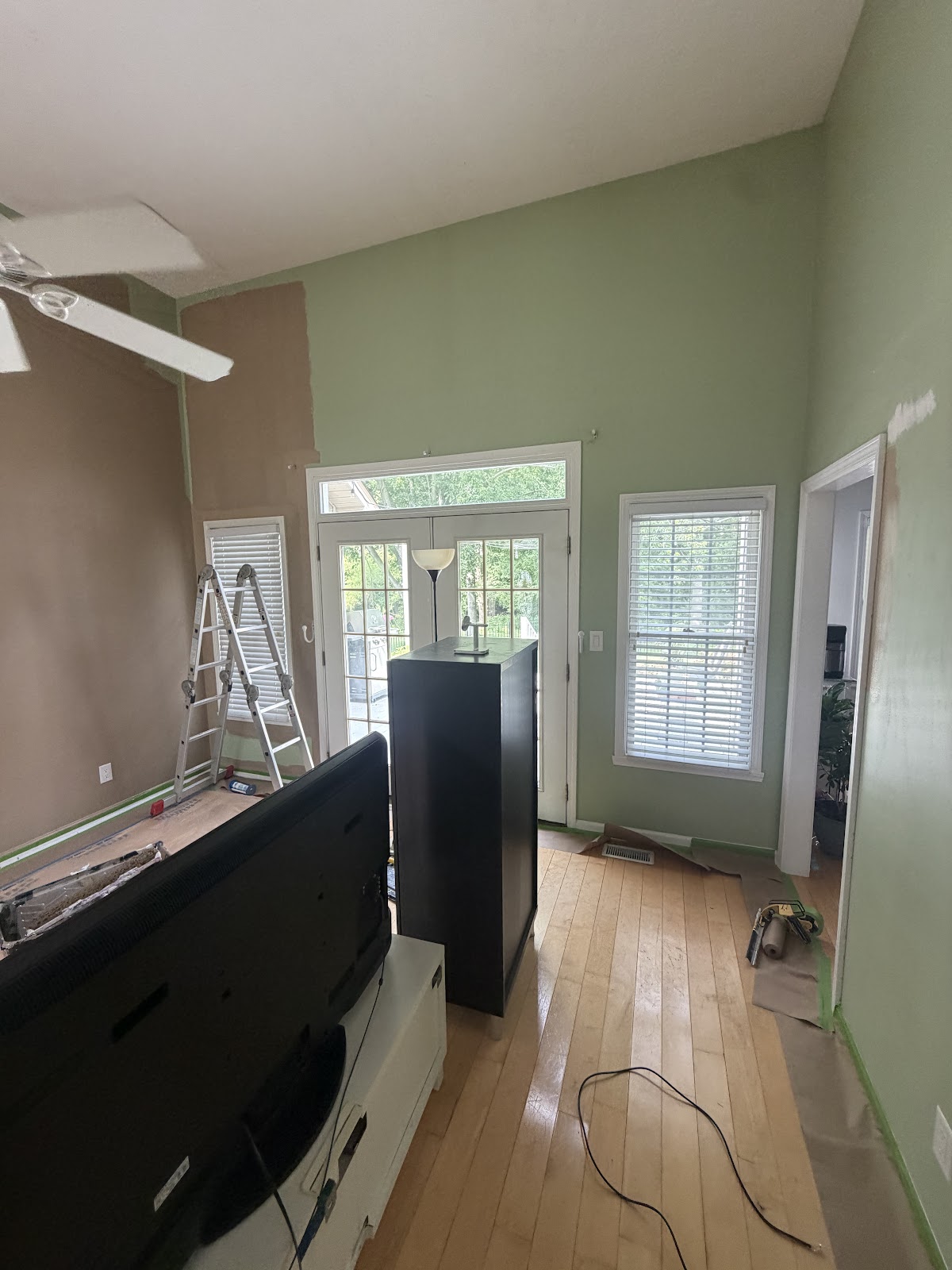 Interior room mid job with walls prepped