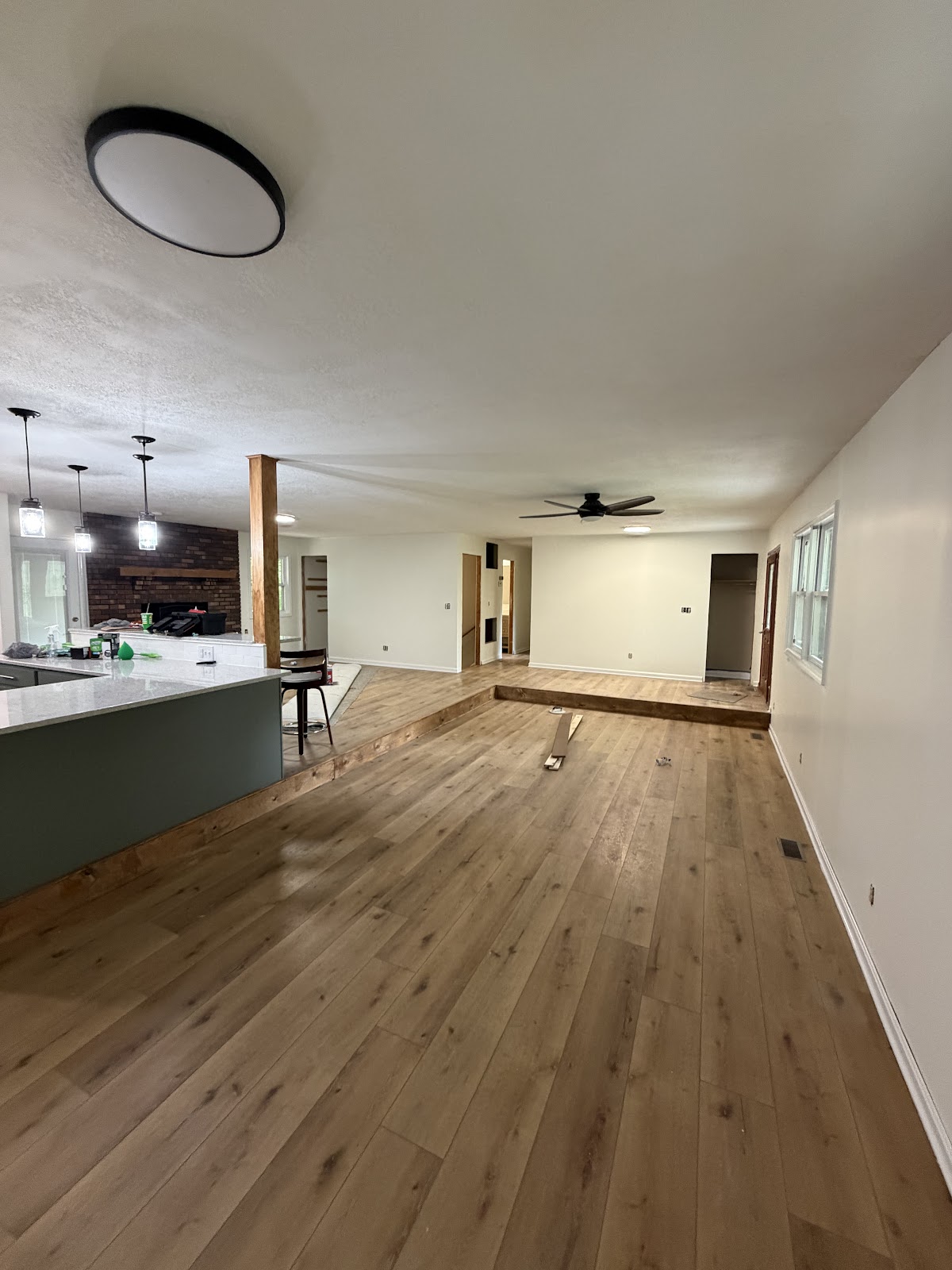Finished interior with fresh white walls and wood floors
